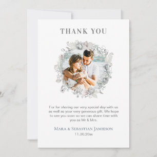 *~* AR16 QR Photo Elegant Floral Wedding Thank You Card