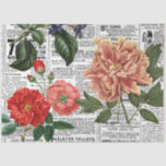 ** AR23 Old Floral Vintage Victorian Decoupage   Tissue Paper<br><div class="desc">DECOUPAGE - TISSUE PAPER - Floral Newsprint - Antique Newspaper with illustrations of Flowers and Botanical Greenery as stems and leaves. The flowers are Peach , Coral and Red. Lovely antique flower illustrations on old newspaper textures which are great for Decoupage or wrapping gifts, scrap booking and more. Energetically Enhanced...</div>