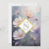 * AR26 Cosmos Flowers Monogram QR RSVP Wedding