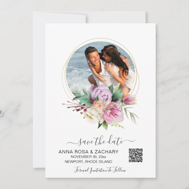 *~* AR6 Floral - Wedding Website  QR Save The Date (Front)