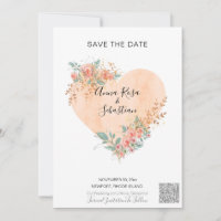 *~* AR6 QR WEDDING SAVE the DATE Floral Heart