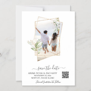 *~* AR6 WEDDING SAVE the DATE QR Gold - Website Magnetic Invitation