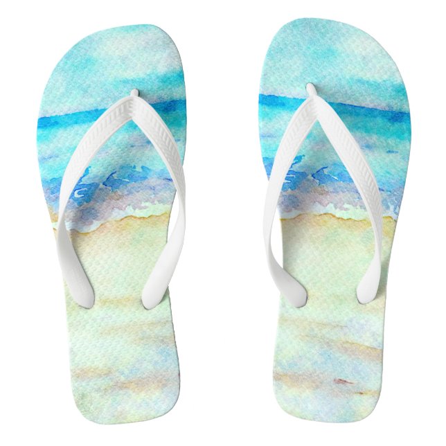 *~* AR7 Beach Sea Shore Waves Nautical Artsy Jandals (Footbed)