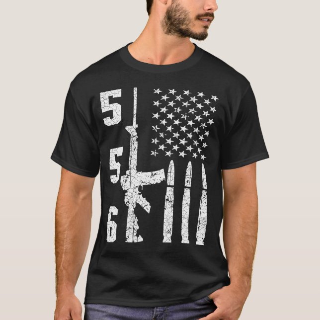 Ar-15 American Flag - Ar15 Rifle Sling Gift Gun  T-Shirt (Front)