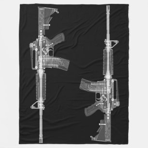 AR-15 Gun Rifle Firearm Military Weapon American Fleece Blanket
