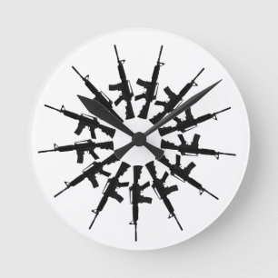 AR-15 Gun Weapon Kaleidoscope  Design Round Clock