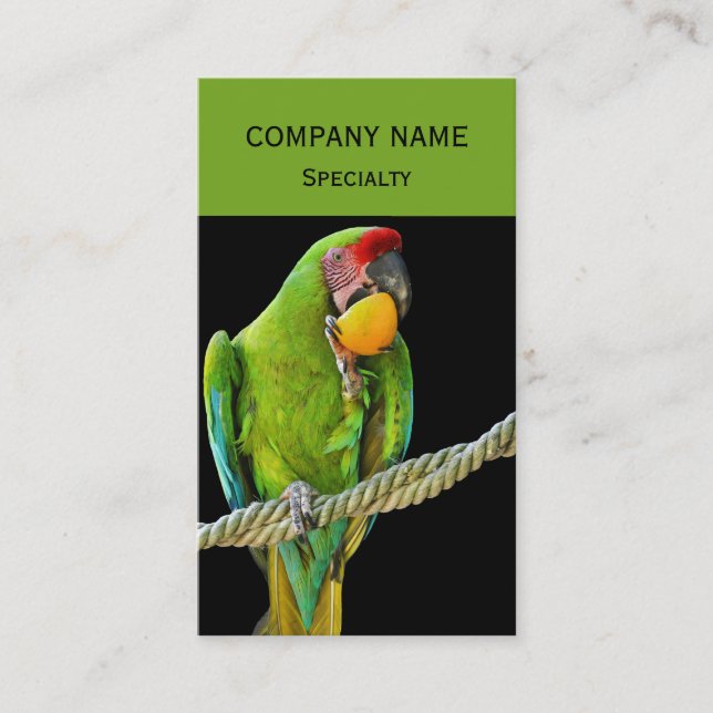 Ara Militaris Green Parrot Business Card (Front)