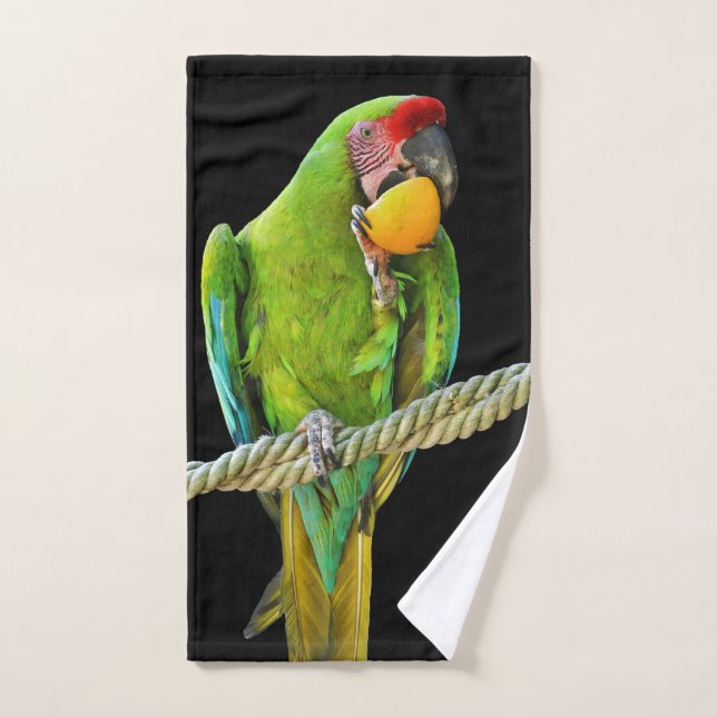 Ara Militaris Green Parrot Hand Towel (Hand Towel)