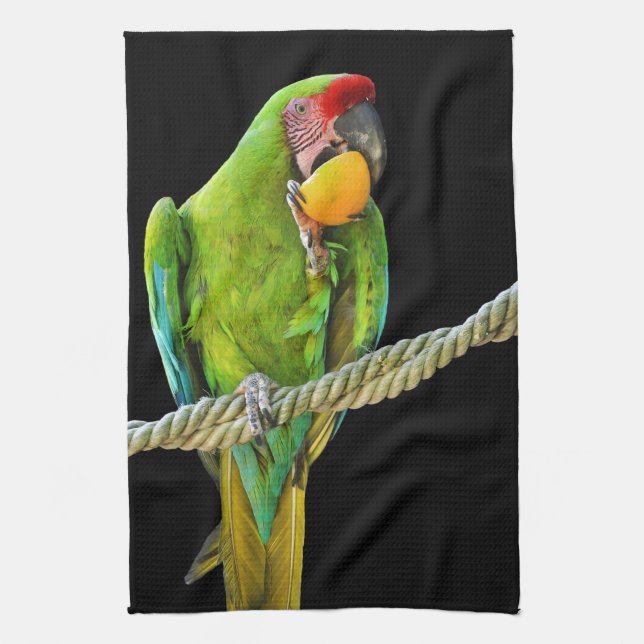 Ara Militaris Green Parrot Tea Towel (Vertical)
