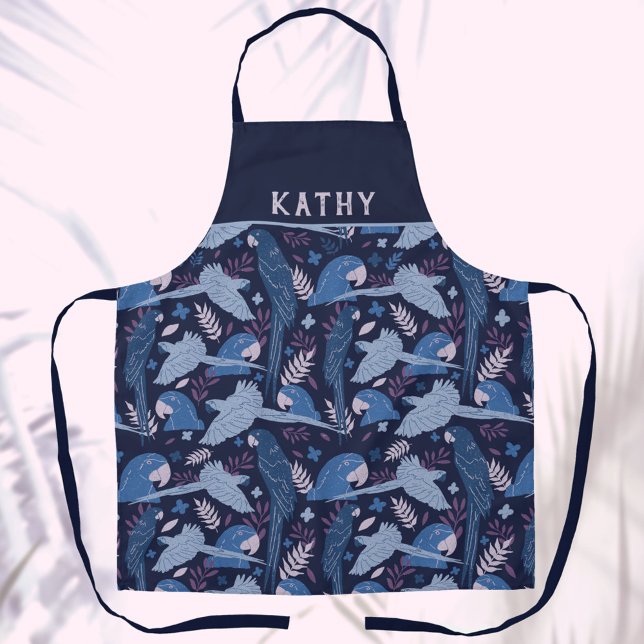 Ara Parrot Blue Tropical Leaf Pattern Name  Apron (Creator Uploaded)