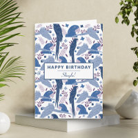 Ara Parrot Blue Tropical Leave Pattern Birthday