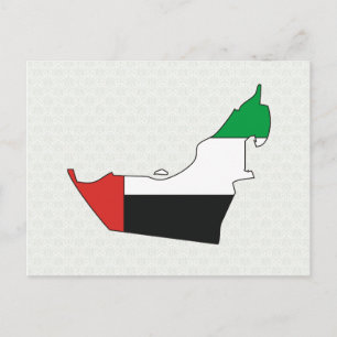 Arab Emirates Flag Map full size Postcard