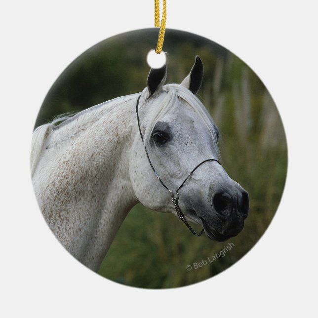 Arab Horse Headshot 1 Ceramic Tree Decoration (Front)