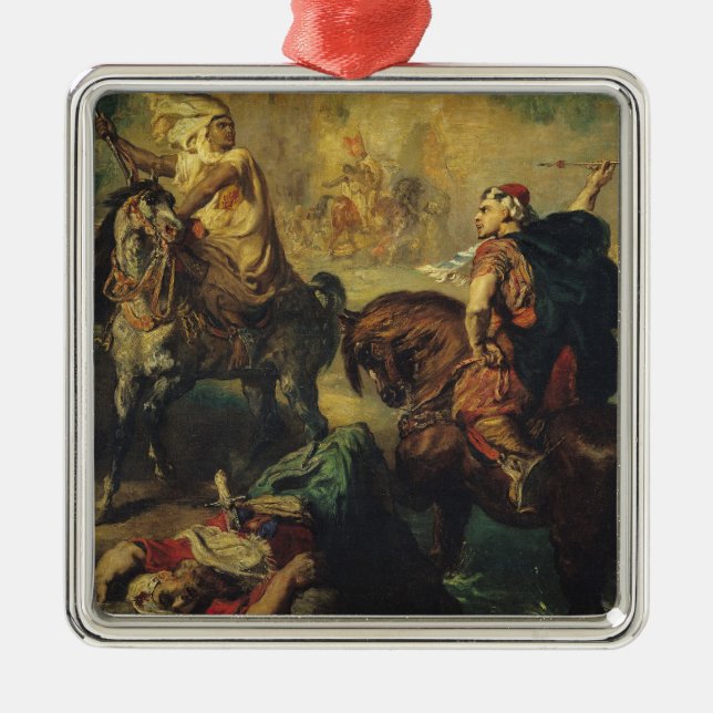 Arab Tribal Chiefs in Single Combat Metal Tree Decoration (Front)