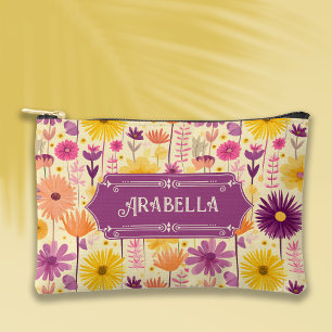 Arabella Cascading Modern Floral Pattern Accessory Pouch