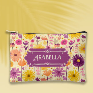 Arabella Cascading Modern Floral Pattern Accessory Pouch