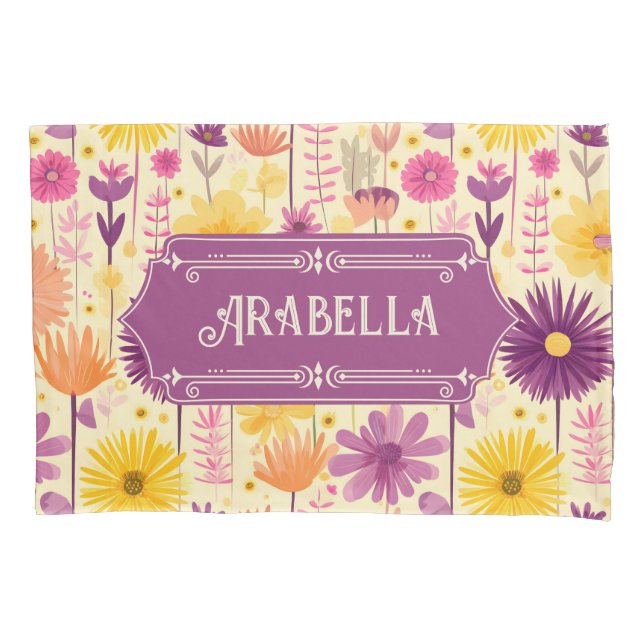 Arabella Cascading Modern Floral Pattern Pillowcase (Front)