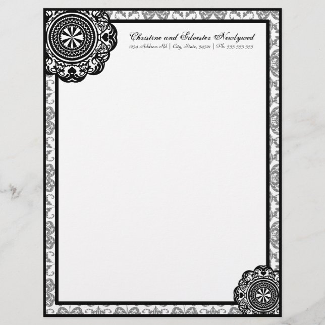 Arabesque Black Lace, letterhead Design (Front)
