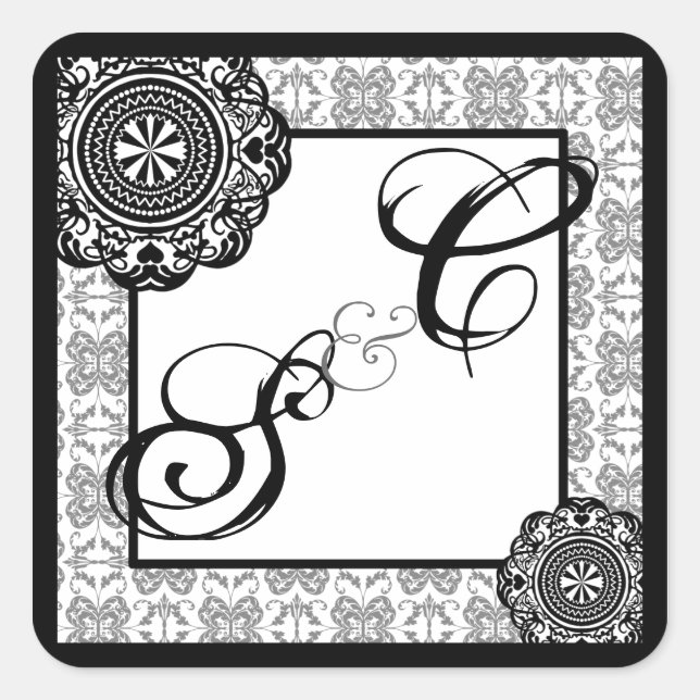 Arabesque Black Lace, monogrammed souvenir sticker (Front)