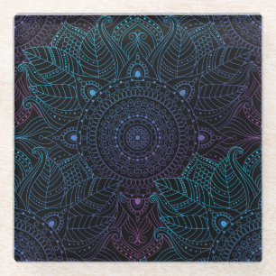 Arabesque Bliss: Oriental Mandala Magic Glass Coaster