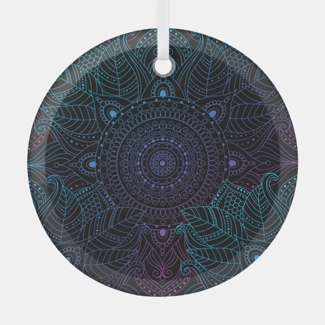 Arabesque Bliss: Oriental Mandala Magic Glass Tree Decoration (Front)