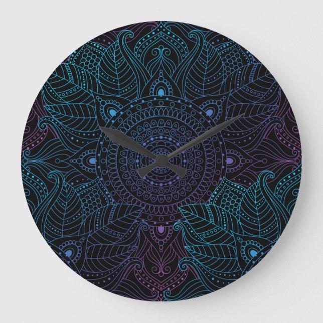 Arabesque Bliss: Oriental Mandala Magic Large Clock (Front)