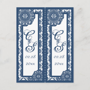 Arabesque Blue Lace, souvenir 2x bookmark Postcard