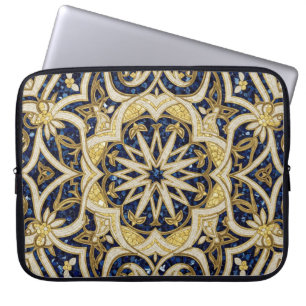 arabesque blue mosaic laptop sleeve