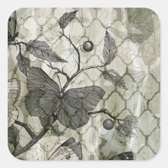 Arabesque Butterflies I Square Sticker (Front)