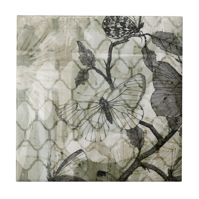 Arabesque Butterflies II Tile (Front)