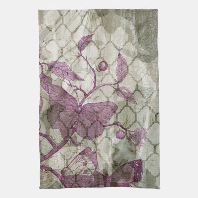 Arabesque Butterflies III Tea Towel (Vertical)