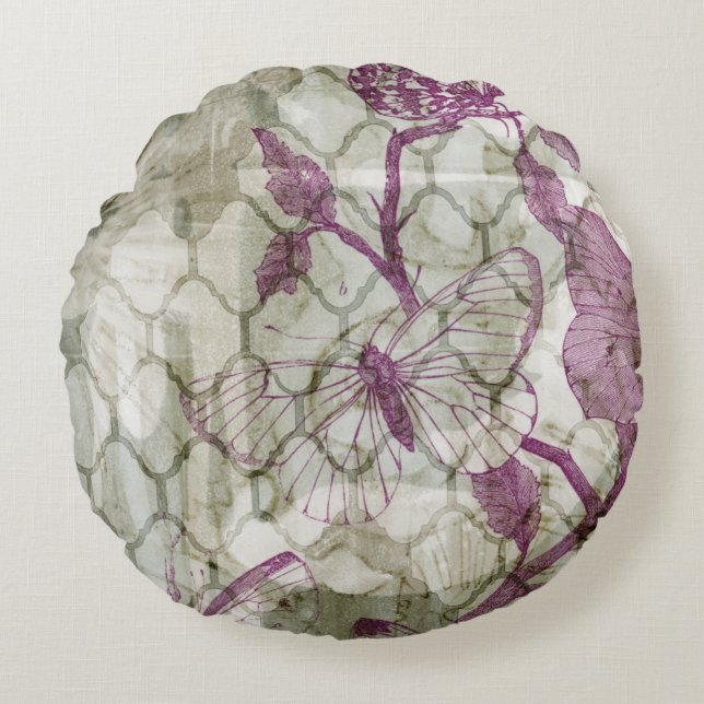 Arabesque Butterflies IV Round Cushion (Front)