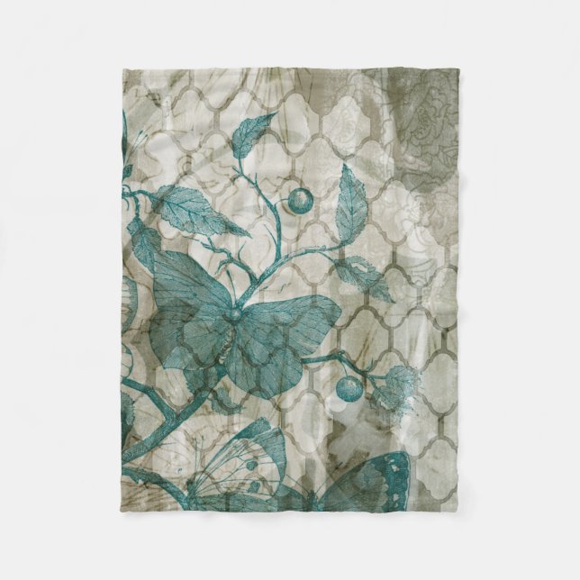 Arabesque Butterflies V Fleece Blanket (Front)
