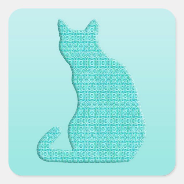 Arabesque Cat - shades of turquoise Square Sticker (Front)