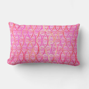 Arabesque damask - shades of coral pink lumbar cushion