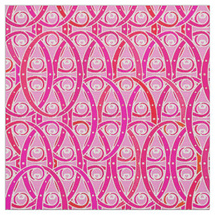 Arabesque damask - strawberry pink fabric