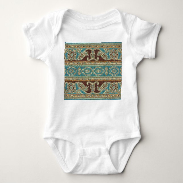 Arabesque Fabric Paisley Oriental Design Baby Bodysuit (Front)