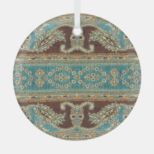 Arabesque Fabric Paisley Oriental Design Glass Tree Decoration