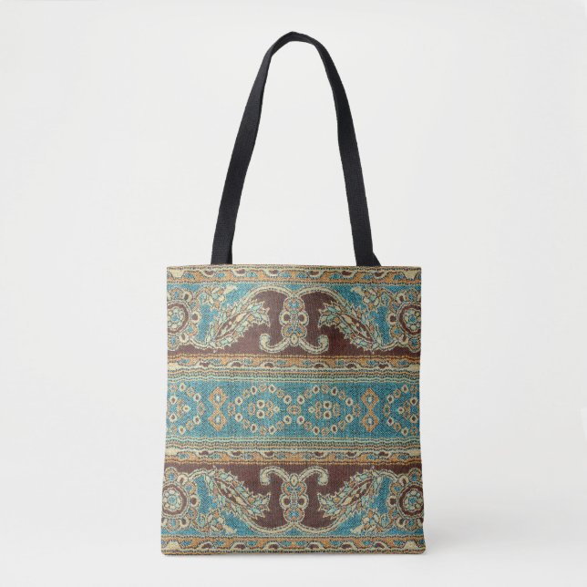 Arabesque Fabric Paisley Oriental Design Tote Bag (Front)
