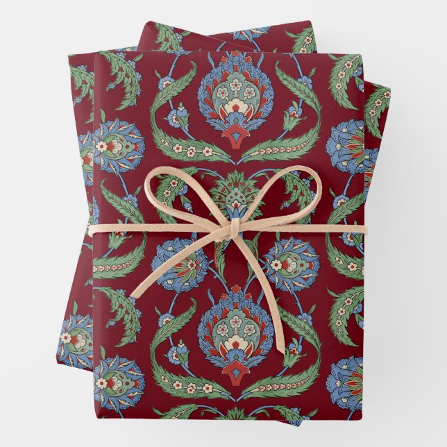 Arabesque floral pattern wrapping paper sheet (In situ)