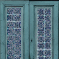 Arabesque Floral Teal Blue n White Tile Decoupage