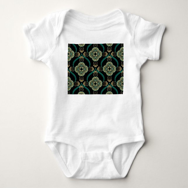 Arabesque Floral, Vintage Elegance Pattern. Baby Bodysuit (Front)
