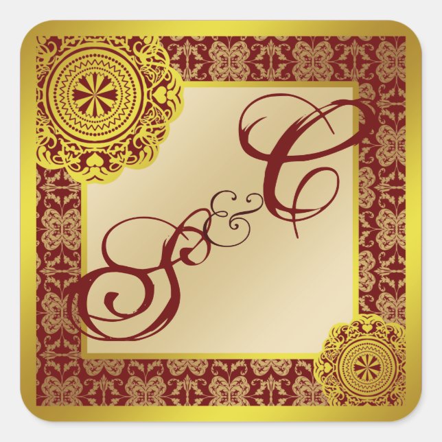 Arabesque Gold Lace, monogrammed souvenir sticker (Front)