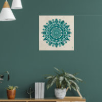Arabesque Mandala Art – Teal & Turquoise Geometric