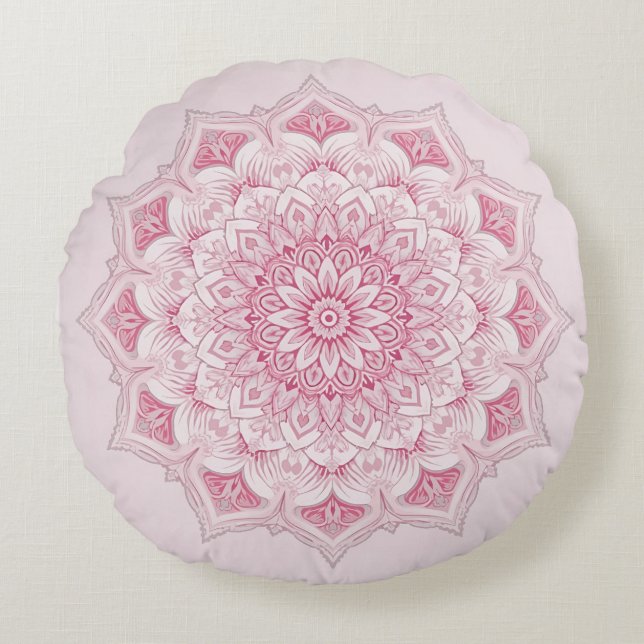 Arabesque Mandala Pillow – Pink Geometric Decorati (Front)