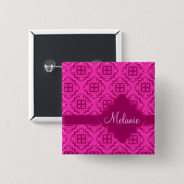 Arabesque Moroccan Magenta Name Badge (Front & Back)