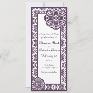 Arabesque Purple Lace, 4x9.25 save the date