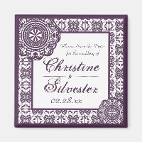 Arabesque Purple Lace, square save the date