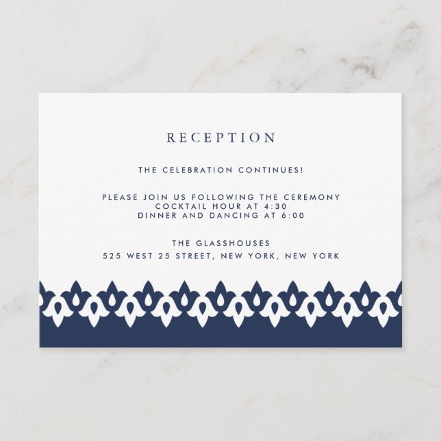 Arabesque Reception Card | Navy (Front)
