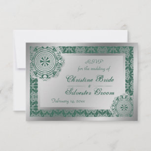 Arabesque Silver Lace, 3.5"x5" wedding rsvp Invitation